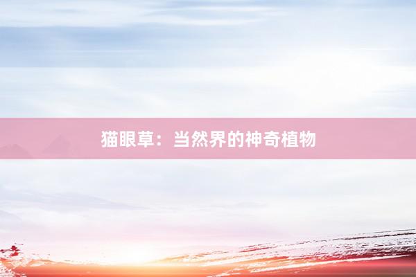 猫眼草：当然界的神奇植物